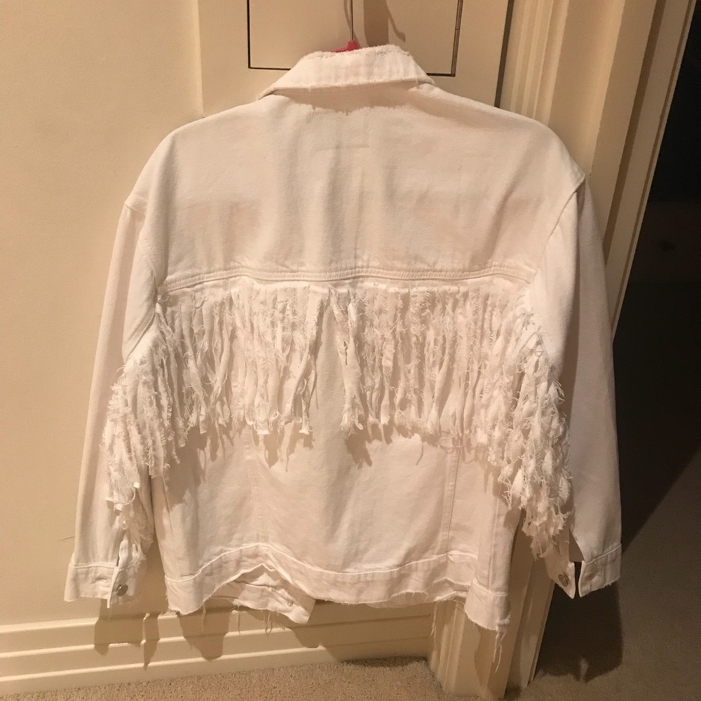 White Oversized Fringe Zara Jean Jacket